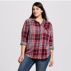 Button-down Long Sleeve  Plaid Cotton Shirt